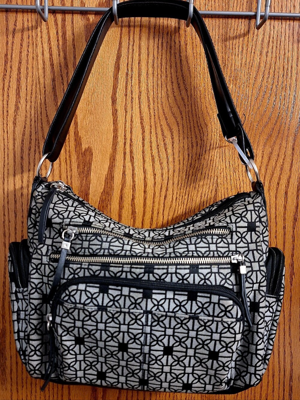 Black & Gray Patterned Women's Shoulder Bag - Picture 3 of 3